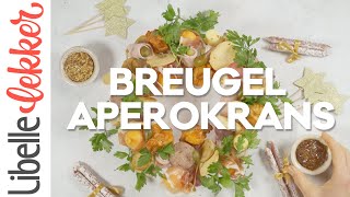 Eetbare kerstkrans breugelkrans met witte pens augurkjes kaas kippenboutjes [upl. by Aimas158]