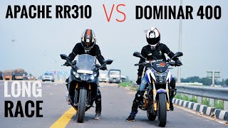 Apache RR310 VS Dominar 400  LONG RACE [upl. by Sidran]