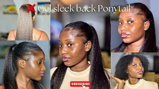 ❌NO GEL SLEEK PONYTAIL on 4C NATURAL HAIR Step by Step Tutorialnaturalhair fyp [upl. by Auqinahs783]