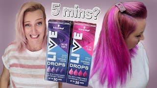 Pink amp Purple Hair in 5 mins 😲 Schwarzkopf LIVE Colour Drops Tutorial [upl. by Dori]