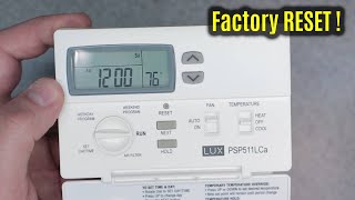 LUX Pro PCP511LC  Factory RESET  Programmable 52 Day Thermostat TX1500E [upl. by Dupuis]