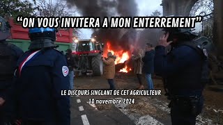 LE DISCOURS SINGLANT DE CET AGRICULTEUR manifestation paris agriculture [upl. by Misaq]