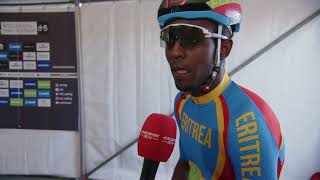 Biniam Girmay  Interview at the start  World Championships Road Race 2022 [upl. by Ydoc]