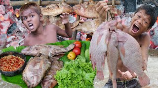 Primitive Technology  Kmeng Prey  Meet FishampCooking Red Fish Eating Delicious [upl. by Nally406]