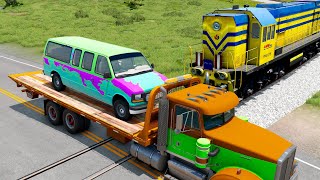 Double Flatbed Trailer Truck vs speed bumps Busses vs speed bumps Beamng Drive [upl. by Nuriel]