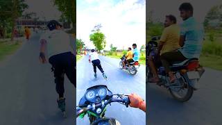 Bike to skating race 😱😱 viralvideo rollerskating shortvideo skater skatingboy skatingboy [upl. by Suivatal]