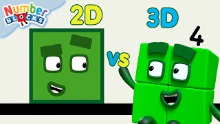 2D Vs 3D  Aprende formas y aprende a contar  Episodios completos  Numberblocks en Español [upl. by Ula]