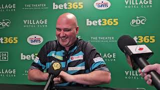 Rob Cross shares thoughts after win on Day 1 of the US Darts Masters 2024 [upl. by Akerue]