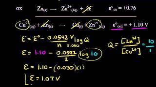 Using the Nernst equation  Redox reactions and electrochemistry  Chemistry  Khan Academy [upl. by Melborn]