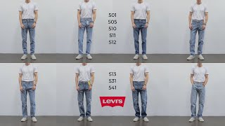 8 Levis Jeans Fits Compared Slim Skinny Tapered Athletic amp Loose [upl. by Adalai]