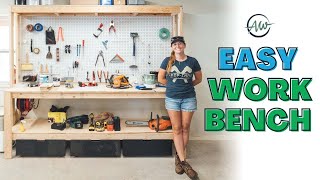 How To Build A Workbench For Your Garage  Easy 2x4 DIY [upl. by Aneetsirk610]