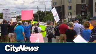 Protesters rally in Pickering to save the Greenbelt [upl. by Ycinuq]