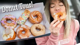 Donut Tour MUKBANG Part 1 Old Fashioned Cake French Cruller and St Paddys Day Themed Donuts [upl. by Siari988]