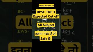 BPSC TRE 3 PRT Junior 68 Expected cutoff bpsc tre stet ctet result biharteacher Classo7 [upl. by Eanod]