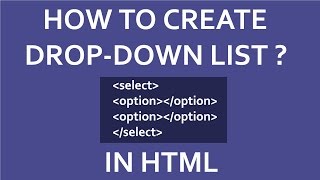 How To Create DropDown List In HTML  Select Tag In HTML [upl. by Ardnuas605]