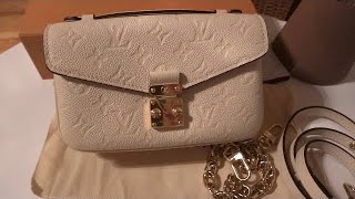 Unboxing Louis Vuitton Pochette Metis East West Empreinte Leather Cream🤍 [upl. by Faucher949]