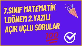 7Sınıf Matematik 1Dönem 2Yazılı Soruları Açık Uçlu [upl. by Anoval538]