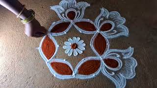 Aadi special muggulubeautiful lotus flowers kolam aadiveli traditional easyrangoli kolam designs [upl. by Ayitahs]