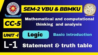 CC5 VBU amp BBMKU SEM2 L1  Mathematical and computational thinking and analysis LOGIC  INTRO [upl. by Shirley813]