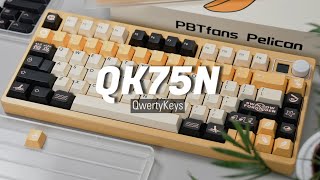 QwertyKeys QK75N Yellow  White  Salmon CoBranded Switches  Fr4  Pelican Keycaps [upl. by Rednaeel]