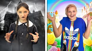 CZARNY KONTRA WIELOKOLOROWY 🌈🕷️ Wednesday nie lubi już czerni  Miss Nicole Polish [upl. by Belda459]