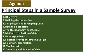 Principle Steps in a sample surveys  Sample survey  Statistics [upl. by Gamin]