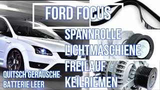 Ford Focus Freilauf Keilriemen Spannrolle Lima wechselnVbelttension pulley alternator change [upl. by Pasia]