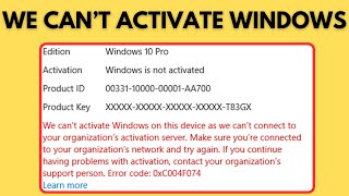 Fix  We cant activate Windows on this device as we cant connect to your organizations activation [upl. by Shaia]