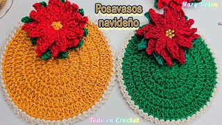 😍 Crochet Navideño 😍 Lindos posavasos tejidos a ganchillo patrón navideño paso a paso [upl. by Ehctav672]