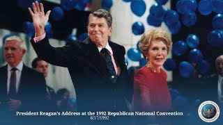 President Reagans Address at the 1992 Republican National Convention 8171992 [upl. by Ecilayram]