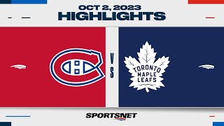 NHL PreSeason Highlights  Canadiens vs Maple Leafs  October 2 2023 [upl. by Eidorb]