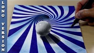 Ball in blue spiral long version 3D Trick Art on Paper [upl. by Delmer]