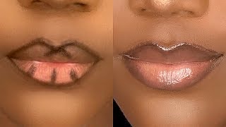 GLOSSY NUDE LIP COMBO FOR WOC  DARKSKIN  OMBRE LIPS TUTORIAL [upl. by Noit]