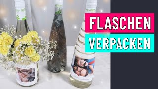 Flaschen originell verpacken  Bemalte GlitzerFlasche BlumenDeko [upl. by Eleazar]