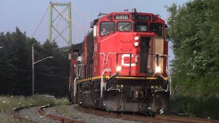 Two EMD Geeps Lead Local Train CN 522 at Halifax NS  Deep Water Spur [upl. by Anoli]