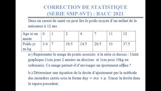 Statistique  Correction Bacc 2021 [upl. by Yadrahs89]