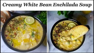 Instant Pot Creamy White Beans Enchilada Soup How to Make Easy Navy Beans Vegetarian Enchilada Soup [upl. by Marder]