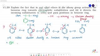 Explain the fact that in aryl alkyl ethers i the alkoxy group activates thebenzene ring towards [upl. by Levram428]