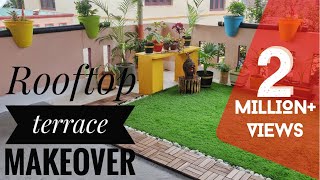 Rooftop Terrace Garden Transformation  Terrace Makeover  DIY Ideas  Small garden design [upl. by Fontana60]