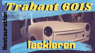 TRABANT RESTAURATION Part2 Dach lackieren in DDR Lackierkabine  Pastellweiß [upl. by Amzaj]