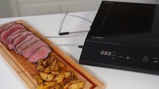 Temperaturgenaues braten und kochen mit dem CASO TC 2400 mobilen Einzelinduktionskochfeld [upl. by Janifer]