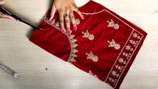 Embroidery Blouse Back Neck Design Cutting And Stitching [upl. by Irollam]