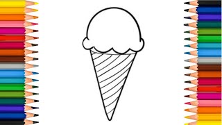 How to draw Ice cream Cone easy and simple for kids  Kids Drawing ideas [upl. by Nauqat]