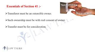 Transfer by Ostensible Owner Section 41 l Transfer of Property Act 1882 [upl. by Banna]