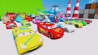 Disney Cars 3 McQueen Stunt Jump Cruz Ramirez Dinoco King Miss Fritter Cars 3 Chick Hicks Mater [upl. by Xenophon]