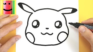 DESSIN EMOJI  COMMENT DESSINER PIKACHU EMOJI KAWAII  TUTO DESSIN [upl. by Sheya]