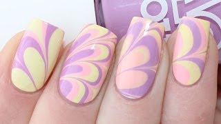 STAMPED WATER MARBLE NAIL ART TUTORIAL [upl. by Aoket]