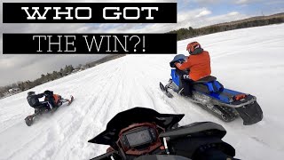 POLARIS PATRIOT 650 VS PATRIOT 850 DRAG RACE ON A HUGE LAKE BELT WEAR INSIGHT AND PERFORMANCE [upl. by Lawton]