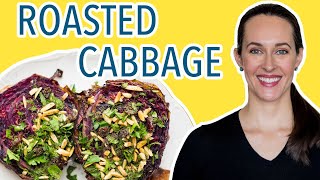 Roasted Cabbage  How to Cook Purple Cabbage  Vegan Recipe for Roasted Cabbage Wedges [upl. by Arracahs]