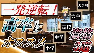 【ゆっくり解説】一発逆転！高卒にオススメ資格3選【資格】 [upl. by Dobb]